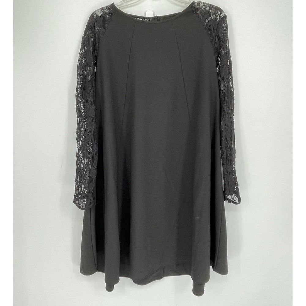 Simply Styled Women's Black Lace Sleeve Cocktail Party‎ A-Line Dress Size L